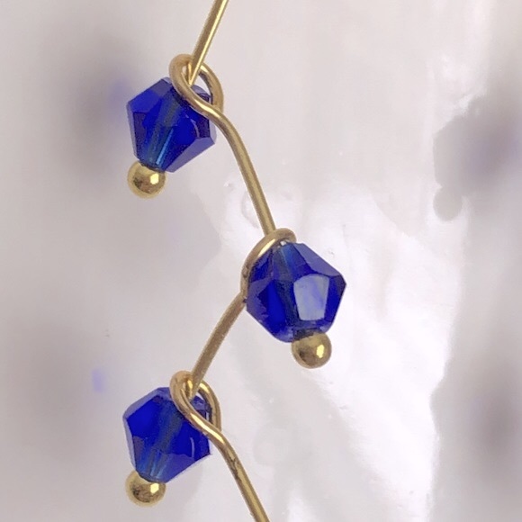 New Glass Crystal Cascade Vine Dangling Handmade 18k gold plated hook Earrings - Picture 7 of 7